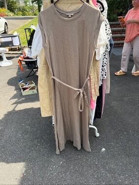 Lilla P Taupe Tie-Waist Maxi Dress